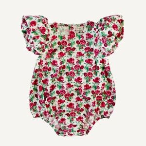 NWT Kate Quinn pleated ruffle sleeve bubble | rose stripe size 6-12 months